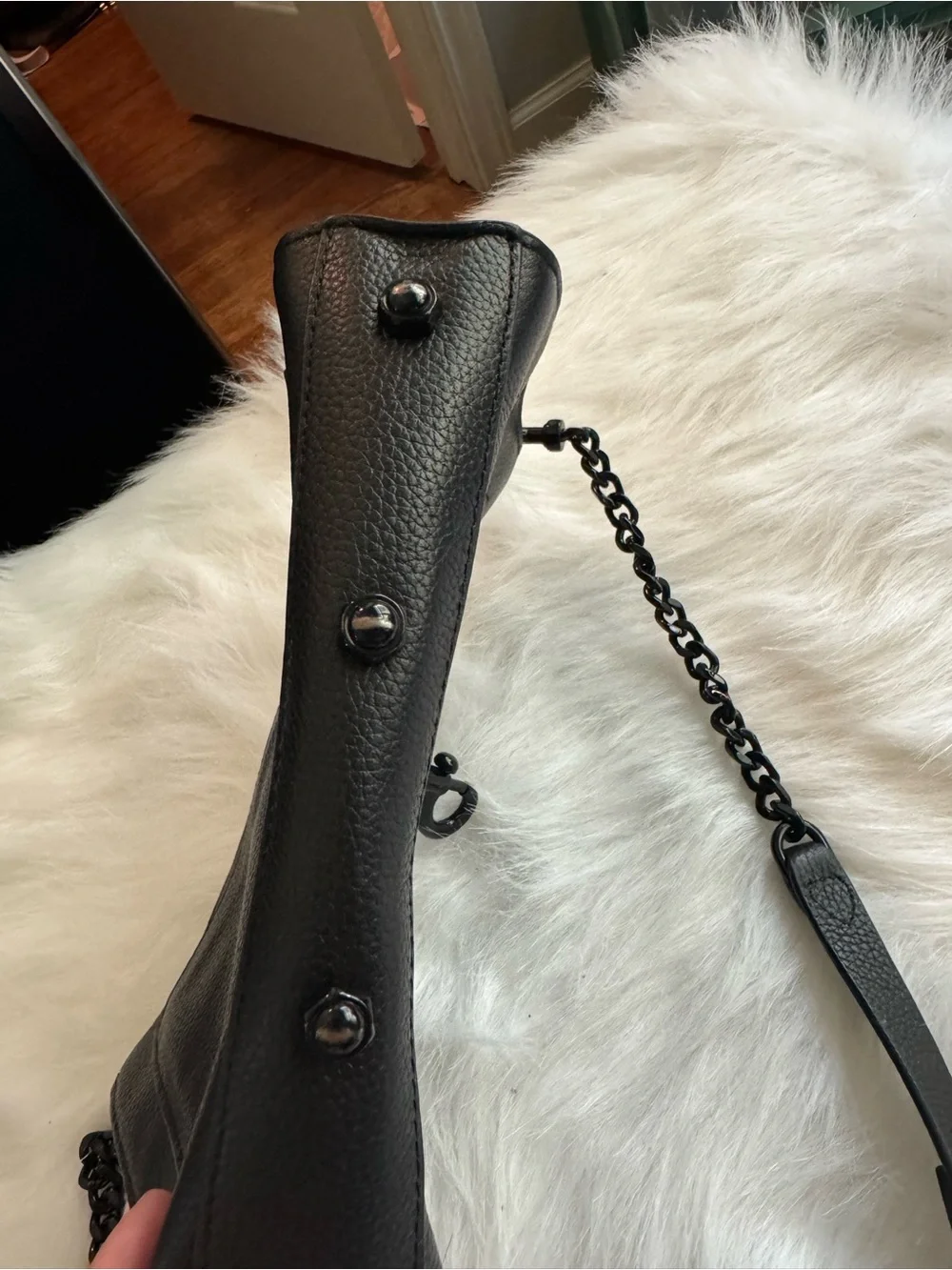 Rebecca Minkoff Black Pebbled Leather Messenger Bag
